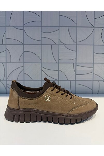 Anıl Ayakkabı B1 4320 Women's Sand Nubuck Genuine Leather Rubber Laces Non-Slip Sole Daily Sports Comfortable Shoes