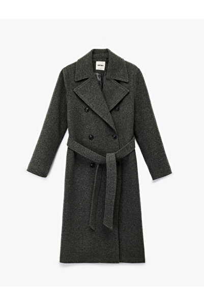Koton Trench Coat Long Sleeve Pocketed Double-Breasted Belted