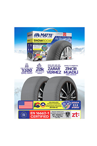 Matte 205/55/16 Medıum Size 62 Oto Kar Çorabı Gri Extra Pro