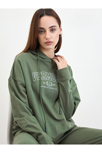 Styli Olive Oversized Longline Hoodie and Joggers Co-Ords