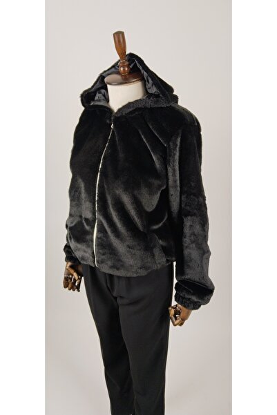 FATOSH KUTO سون مودا بغطاء رأس قصير بسحاب معطف من الفرو الصناعي