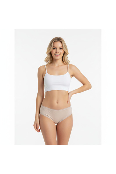 BONBON Women's Cotton Ornamental Lace Slip Panties Bb2095