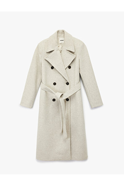 Koton Trench cu mâneci lungi cu buzunare cu două rânduri de nasturi cu centură
