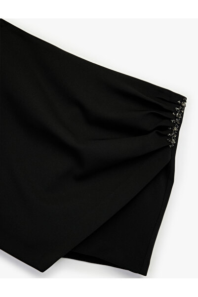 Koton Double-Breasted Mini Stone Short Skirt with Drape Detail