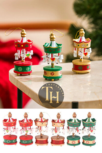 harrols Merry Christmas Wooden Carousel Horse Ornaments Mini Beautiful Wooden Christmas New Year Set of 6