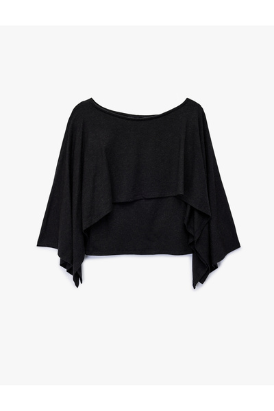 Koton Slim Fit Round Neck Bat Sleeve Poncho Sweater