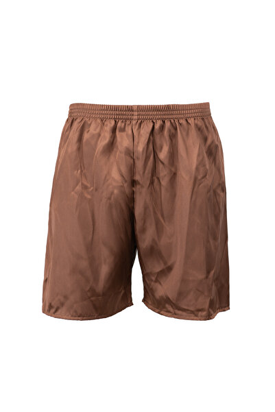 Oppland Men's Satin Fabric Shorts Solid Color Elastic Waistband No Pockets Relaxed Fit Lightweight Fabric