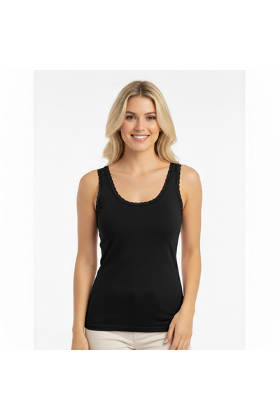 BONBON Women's Cotton Ornamental Lace Thick Strap Undershirt Bb2092