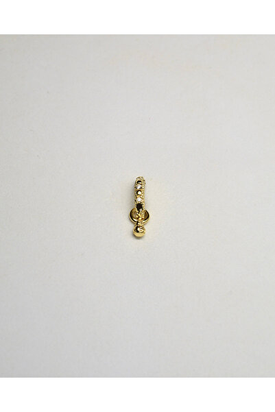 Piercing by Sever SALLANTILI MODEL 8 mm HALKA ÇELİK PIERCING. ŞEFFAF TAŞLI, ALTIN/GOLD RENK (TRAGUS HELIX CONCH FLAT)