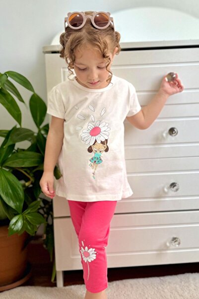 Breeze Girl's Capri Leggings Set Daisy Fairy 2-6 Years Old, Ecru