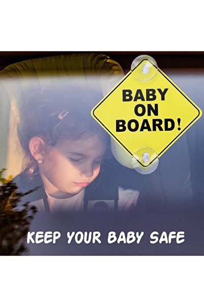 JZS Baby On Board Sticker Car Sign Yellow 12.5x12.5cm
