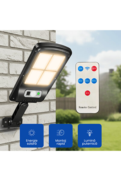 OferteTop Solar Outdoor Lamp with Powerful Light, Motion Sensors and Remote Control