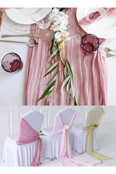 Generic Violet Pink Gauze Table Runner90×400cm, Boho Style Wedding Bridal Baby Shower Party Table Decor