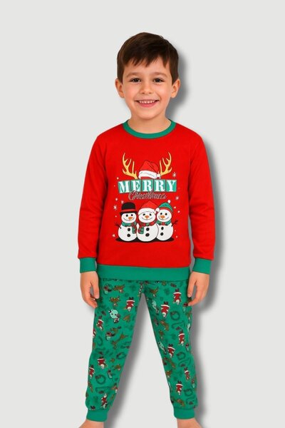 Trend Baby Kids Boy's New Year Motif 100% Cotton 2-Piece Set Red