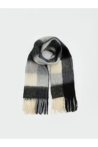 LC Waikiki Fringed Plaid Patterned Women's Scarf