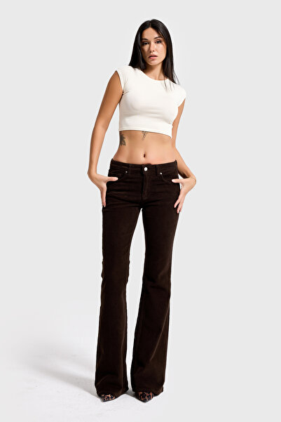its basic Γυναικείο παντελόνι Bitter Brown 29w5-81 Flare Fit Flexible Slim F κοτλέ Velvet Velvet Fabric