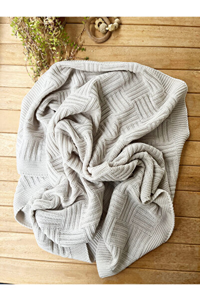 LİTTLELAND Knitwear Single Layer Baby Blanket Beige 90X100 Cm-Basket Knit Pat...