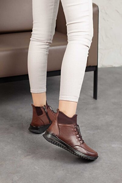 Adım Adım Γυναικείες μπότες με φερμουάρ από γνήσιο δέρμα