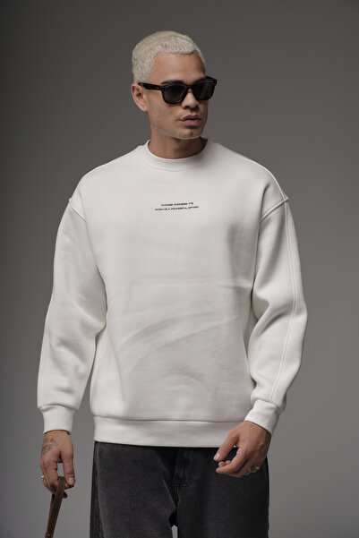 Butik Trend Biz Back Printed Oversized Crew Neck Men's Sweatshirt