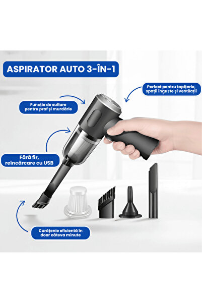 OferteTop 3-in-1 Cordless Car Vacuum Cleaner With Blowing Function And 3 Versatile Nozzles