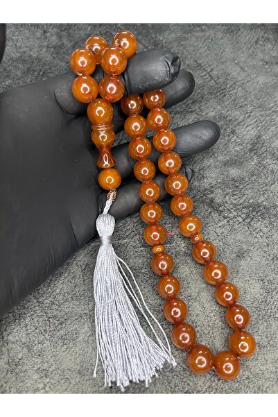 Mos Tespih مسبحة صلاة عنبرية مضغوطة ذات حجم كبير ومزينة بشراشيب