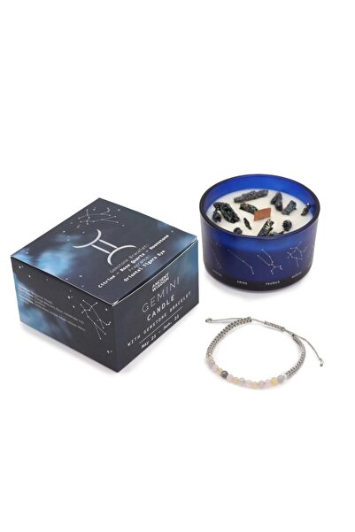 AW Gifts Crystal Candle and Gemstone Bracelet for Gemini