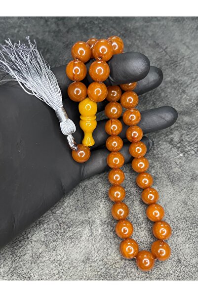 Mos Tespih مسبحة صلاة عنبرية مضغوطة ذات حجم كبير ومزينة بشراشيب