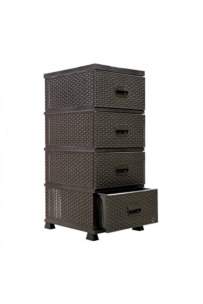 dealshopromania Rattan model wardrobe with 4 drawers for storage 38x45x90 cm brown