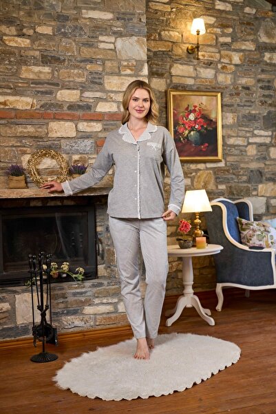 Aqua 26229 Shirt Collar Stripe Pattern Pajama Set