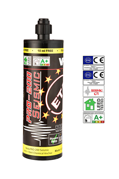 PRO-200 Seismic Kimyasal Dübel 410 ml ETA Onaylı Seismik C1 Styrene Free Beton Ankraj