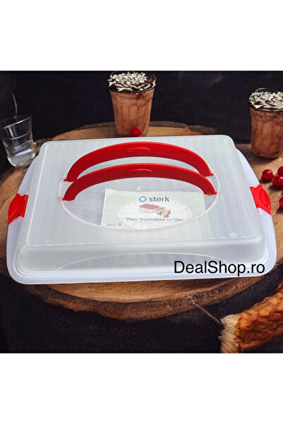 dealshopromania Suport pentru tort cu capac și mâner 45 x 30 x 10 cm