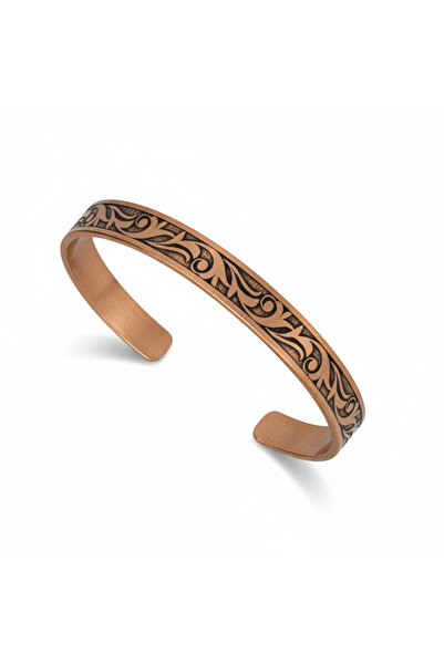 EFEMİR Copper Bracelet with Laser Pattern and Nazar Verse-M61693