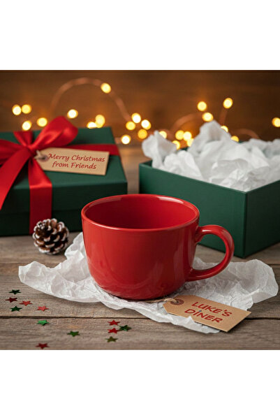 Mandalinna Yılbaşı Hediyesi Kırmızı Kupa Büyük Jumbo Kupa