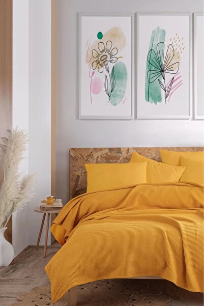 Comfort Craft Pike Blanket Double Size 200X230Cm Karde Mustard Ecocel