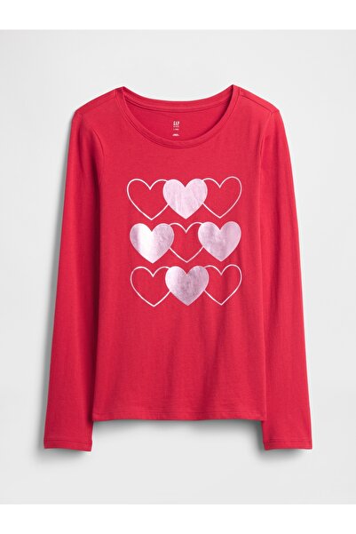 GAP Kız Çocuk Kırmızı Grafik T-Shirt
