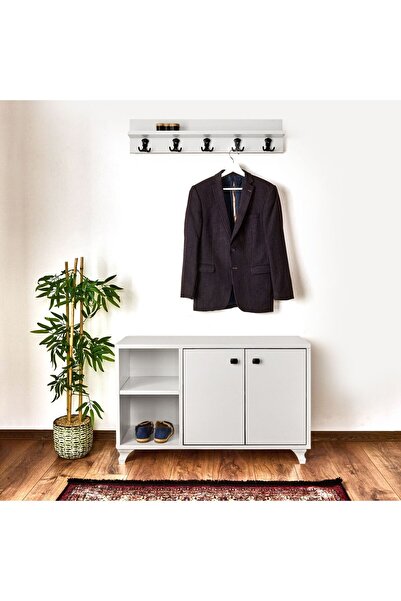 Eco Room Midilli Vestiyer Portmanto - Beyaz - 57x33x90 cm