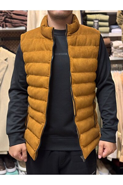 zibaroom Dik Yaka Astarlı Süvet Şişme Yelek