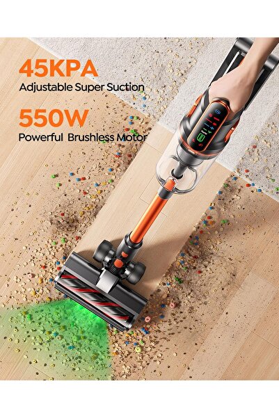 Fieety V9 cordless upright vacuum cleaner 550W, 45KPa, 60 min autonomy, with touch screen, automatic