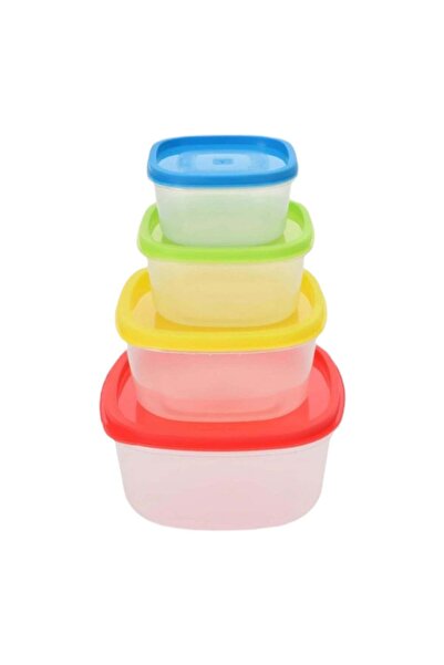 dealshopromania Set de 4 caserole multicolore cu capace