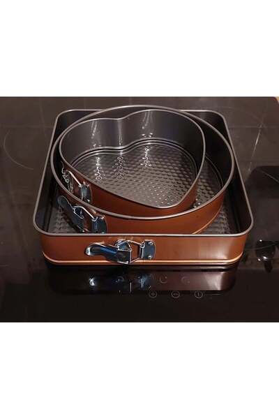 dealshopromania Set de 3 forme de tort antiaderente, rotunde, în formă de ini...