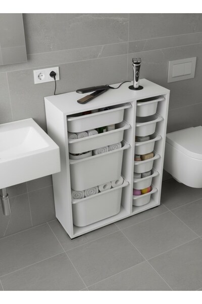 Pratico Zen 10 Sepetli Çok Amaçlı Banyo Dolabı Beyaz 2D2K6U