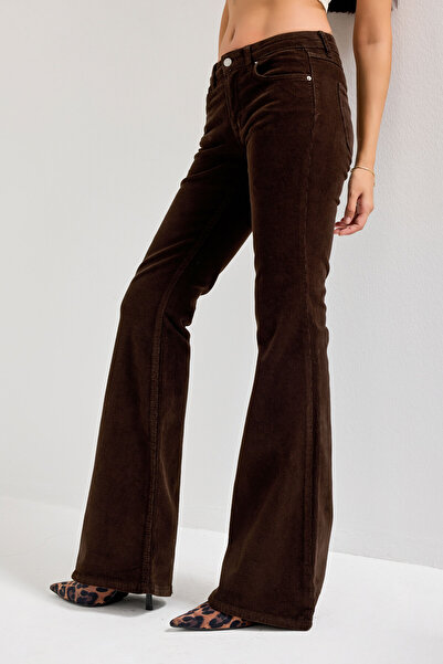 its basic Γυναικείο παντελόνι Bitter Brown 29w5-81 Flare Fit Flexible Slim F κοτλέ Velvet Velvet Fabric