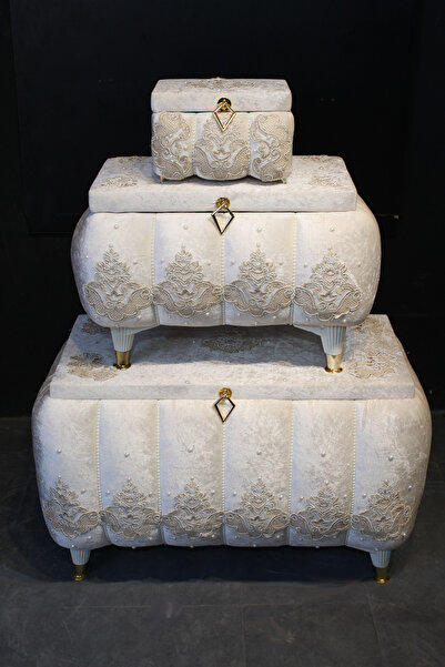 HUZUR ÇEYİZ Mimoza Model 3'lü Çeyiz Sandığı