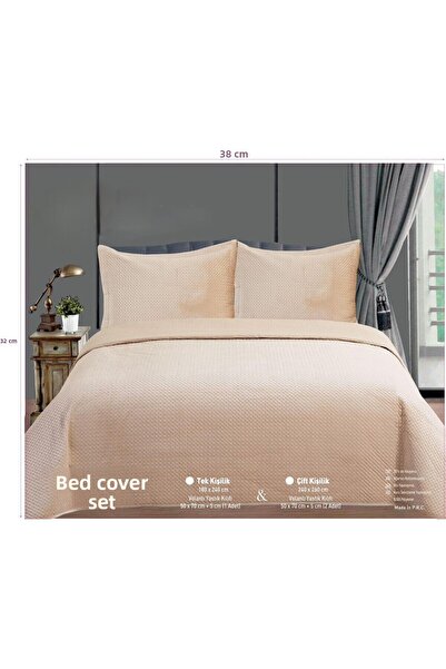 RUKİYE EV TEKSTİLLERİ Pillowed Bedspread Double Size Self-Patterned Suet
