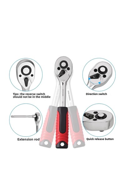 Badem10 Socket Set 108 Pieces 1/2'' 1/4'' Cr-V Steel 6 Corner Socket Wrench Set Professional Repair Kit