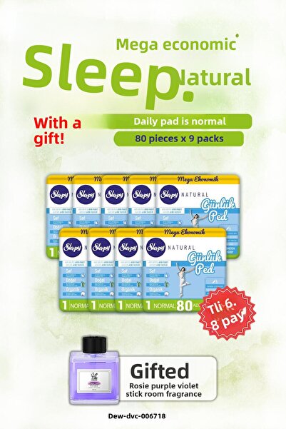 Sleepy اشتري 9 واحصل على 8 مجانًا: فوط صحية طبيعية يومية عادية 80 قطعة وعطر غ...