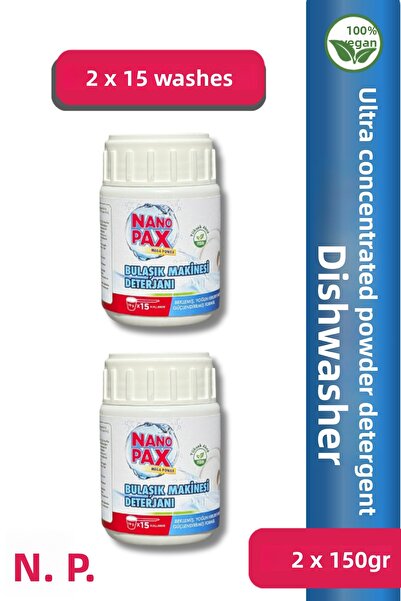 NanoPax مسحوق منظف غسالة الأطباق مع ملمع 2 × 150 جرام