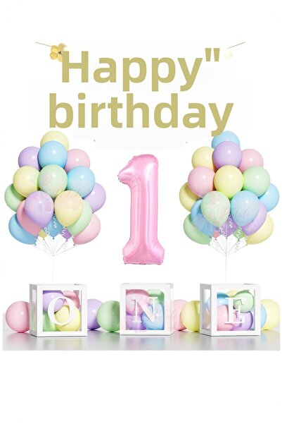 BİDOLUMUTLULUK One 1 Year Old Birthday Celebration Set Party Celebration Ente...