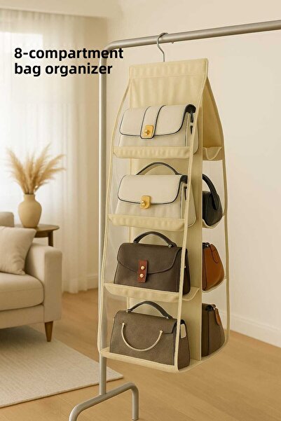Ekici home textile 8-Pocket In-Cabinet Bag and Shoe Organizer Cream 110X37