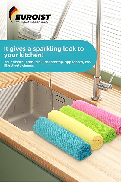 euroist Microfiber Cleaning Cloth 30X30 Cm, 180 Gsm Kitchen and General Cleaning Cloth (4 Pcs)